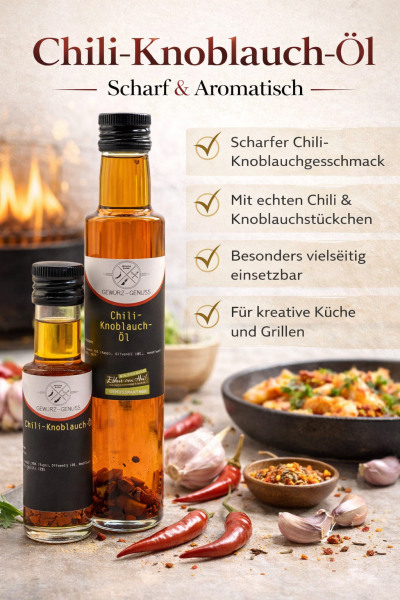 Chili Knoblauch Öl kaufen | Scharfes Würzöl für Küche & Grill | Gewürz-Genuss