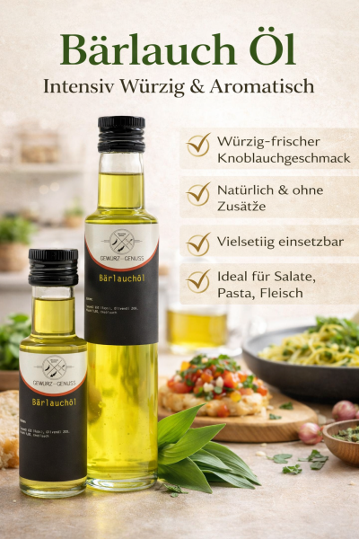 Bärlauch Öl – Würziges Kräuteröl mit Knoblauchnote | Perfekt für Salat, Pasta & Fleisch | Feinschmecker Öl | Gewürz-Genuss
