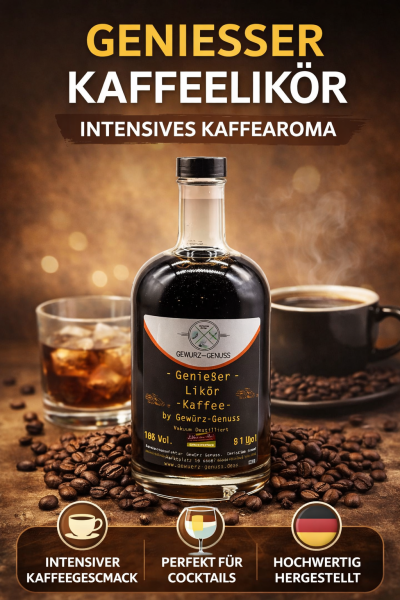 Genießer Kaffeelikör – Aromatischer Likör mit intensivem Kaffeegeschmack, ideal pur, im Kaffee oder für Cocktails